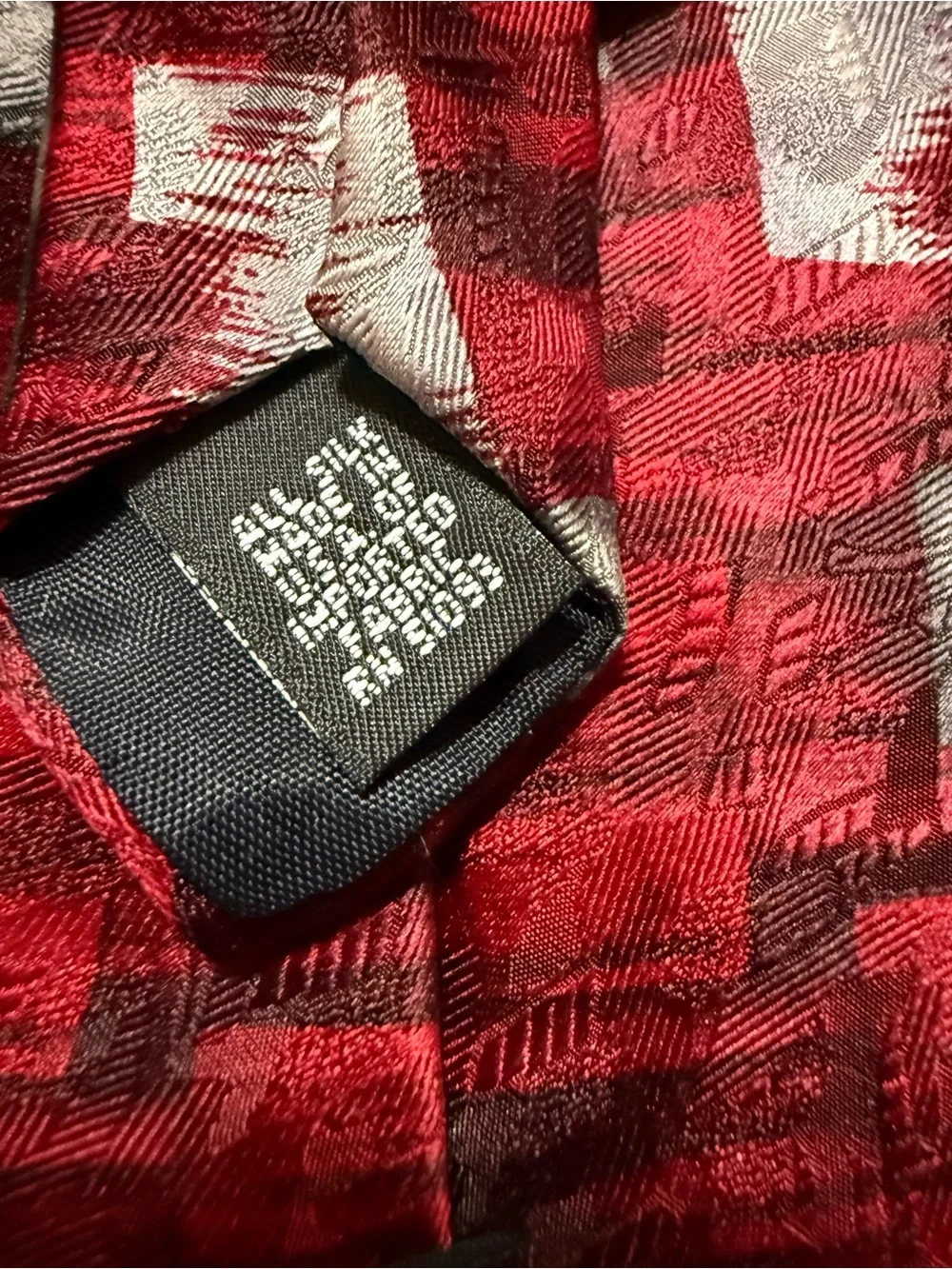 Haggar Red and Gray Patterned Silk Tie